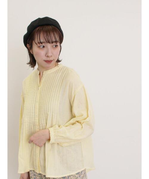 Samansa Mos2（サマンサ モスモス）の「インドガーゼピンタックシャツ（シャツ/ブラウス・レディース・イエロー/オフホワイト/ブルー/カーキ・F）」の12枚目の写真