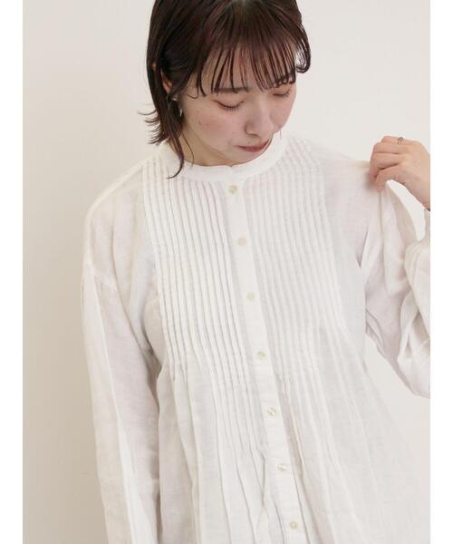 Samansa Mos2（サマンサ モスモス）の「インドガーゼピンタックシャツ（シャツ/ブラウス・レディース・イエロー/オフホワイト/ブルー/カーキ・F）」の15枚目の写真