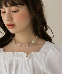 LA MUe（ラミュー）の「【LA MUE】パール×ビーズワイヤーマルチチャームネックレス（ネックレス）」