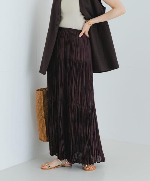 URBAN RESEARCH(アーバンリサーチ)の「ワッシャープリーツイージースカート(スカート・レディース・ブラウン/チャコールグレー/オフホワイト・FREE)」の7枚目の写真