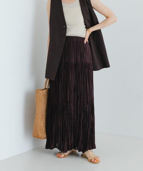 URBAN RESEARCH(アーバンリサーチ)の「ワッシャープリーツイージースカート(スカート・レディース・ブラウン/チャコールグレー/オフホワイト・FREE)」の8枚目の写真