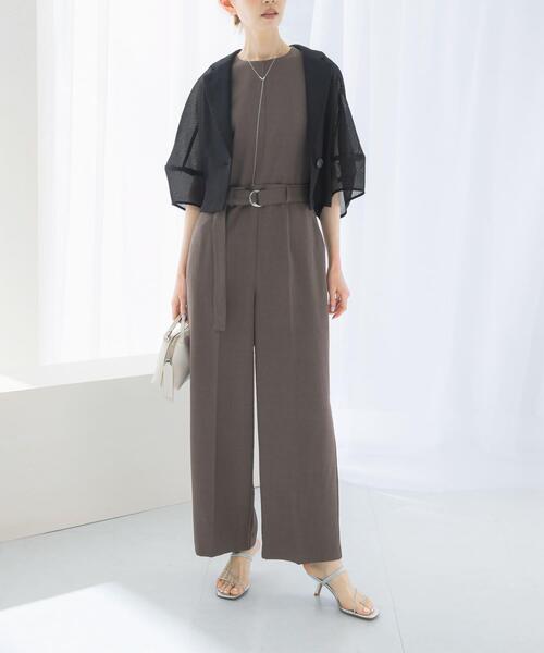 URBAN RESEARCH ROSSO WOMEN(アーバンリサーチ ロッソ)の「ベルト付サマーツイードオールインワン(サロペット/オーバーオール・レディース・ブラウン系その他/ライトベージュ・36/38)」の2枚目の写真