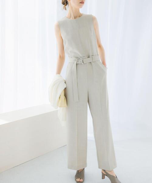 セール】ベルト付サマーツイードオールインワン（サロペット