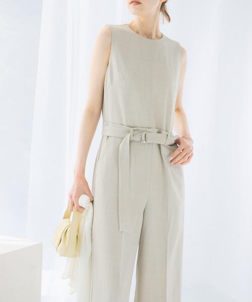 セール】ベルト付サマーツイードオールインワン（サロペット