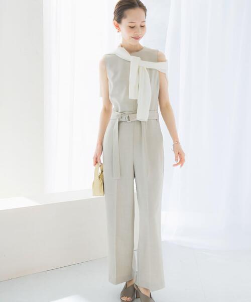 URBAN RESEARCH ROSSO WOMEN(アーバンリサーチ ロッソ)の「ベルト付サマーツイードオールインワン(サロペット/オーバーオール・レディース・ブラウン系その他/ライトベージュ・36/38)」の7枚目の写真