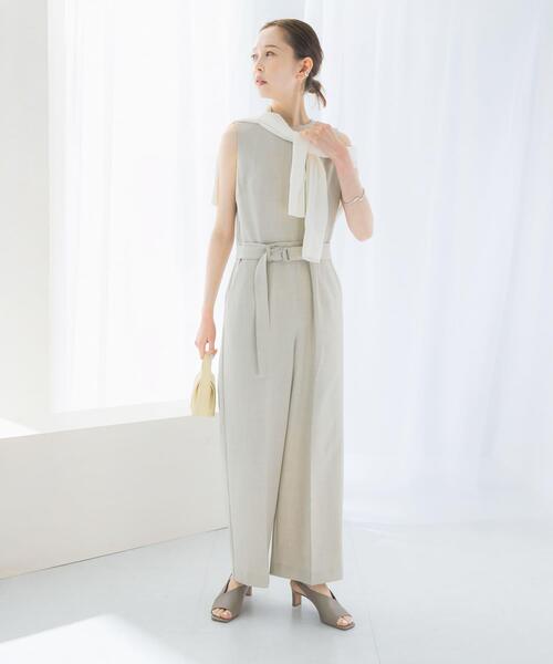 セール】ベルト付サマーツイードオールインワン（サロペット