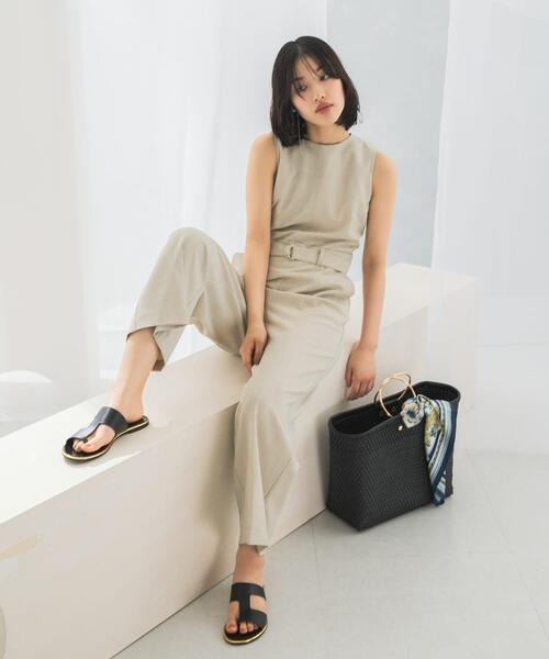 URBAN RESEARCH ROSSO WOMEN(アーバンリサーチ ロッソ)の「ベルト付サマーツイードオールインワン(サロペット/オーバーオール・レディース・ブラウン系その他/ライトベージュ・36/38)」の10枚目の写真