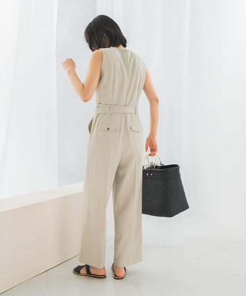 セール】ベルト付サマーツイードオールインワン（サロペット