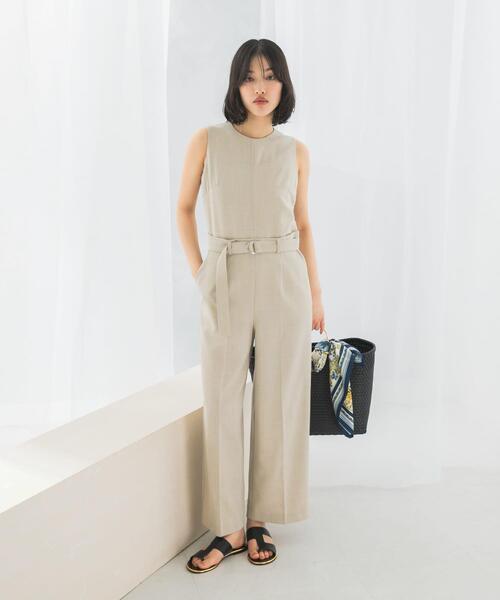 セール】ベルト付サマーツイードオールインワン（サロペット