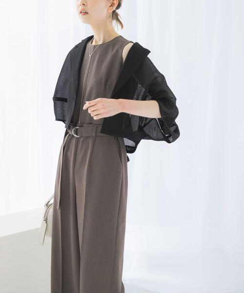 セール】ベルト付サマーツイードオールインワン（サロペット