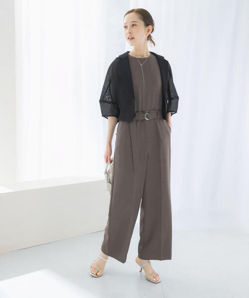 セール】ベルト付サマーツイードオールインワン（サロペット