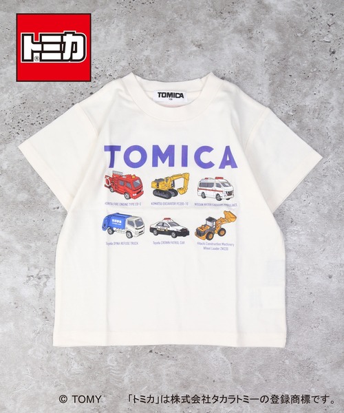 DILASH(ディラッシュ)の「【トミカ 】 はたらくくるまいろいろ半袖Tシャツ(Tシャツ/カットソー・キッズ・オフホワイト/レッド・90/100/110/120/80/130)」の2枚目の写真