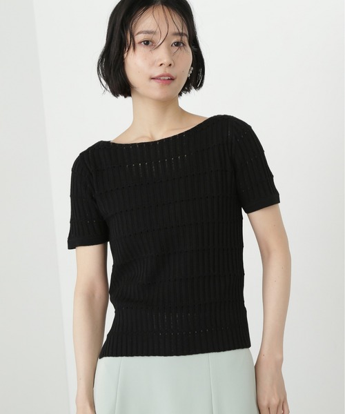 N.(N. Natural Beauty Basic)(エヌエヌナチュラルビューティーベーシック)の「ハリヌキ変形リブニット(ニット/セーター・レディース・オフホワイト/ブルー/ブラック・MEDIUM)」の3枚目の写真