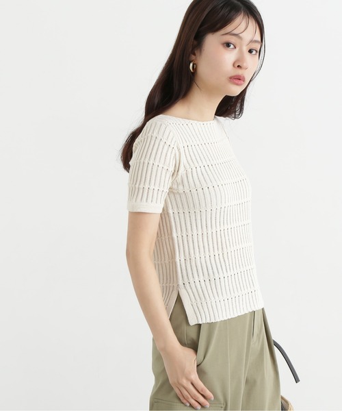 N.(N. Natural Beauty Basic)(エヌエヌナチュラルビューティーベーシック)の「ハリヌキ変形リブニット(ニット/セーター・レディース・オフホワイト/ブルー/ブラック・MEDIUM)」の4枚目の写真