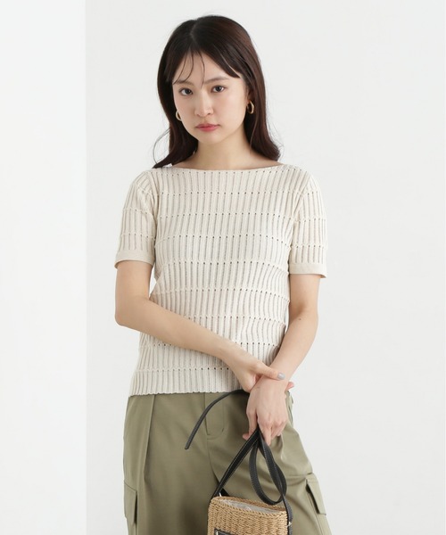 N.(N. Natural Beauty Basic)(エヌエヌナチュラルビューティーベーシック)の「ハリヌキ変形リブニット(ニット/セーター・レディース・オフホワイト/ブルー/ブラック・MEDIUM)」の6枚目の写真