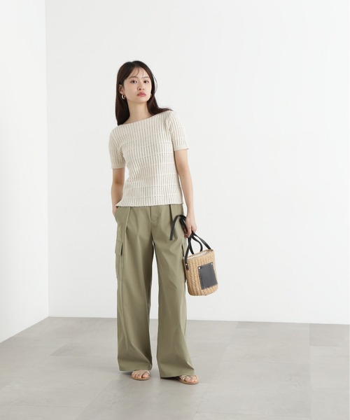 N.(N. Natural Beauty Basic)(エヌエヌナチュラルビューティーベーシック)の「ハリヌキ変形リブニット(ニット/セーター・レディース・オフホワイト/ブルー/ブラック・MEDIUM)」の9枚目の写真