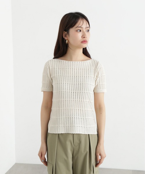 N.(N. Natural Beauty Basic)(エヌエヌナチュラルビューティーベーシック)の「ハリヌキ変形リブニット(ニット/セーター・レディース・オフホワイト/ブルー/ブラック・MEDIUM)」の10枚目の写真