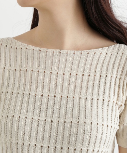 N.(N. Natural Beauty Basic)(エヌエヌナチュラルビューティーベーシック)の「ハリヌキ変形リブニット(ニット/セーター・レディース・オフホワイト/ブルー/ブラック・MEDIUM)」の13枚目の写真
