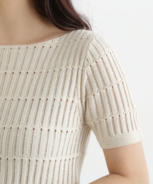 N.(N. Natural Beauty Basic)(エヌエヌナチュラルビューティーベーシック)の「ハリヌキ変形リブニット(ニット/セーター・レディース・オフホワイト/ブルー/ブラック・MEDIUM)」の14枚目の写真