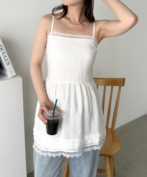 CLEA(クレア)の「裾レースキャミワンピース(ワンピース・レディース・アイボリー/ホワイト・FREE)」の15枚目の写真