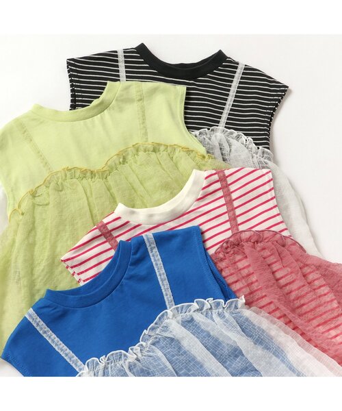 BREEZE（ブリーズ）の「【ジュニア対応】チュールフレンチスリーブTシャツ（Tシャツ/カットソー・キッズ・ブラック/ブルー/ピンク/ライム・80/90/100/110/120/130/140）」の21枚目の写真