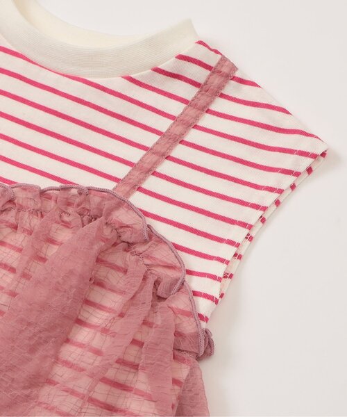 BREEZE（ブリーズ）の「【ジュニア対応】チュールフレンチスリーブTシャツ（Tシャツ/カットソー・キッズ・ブラック/ブルー/ピンク/ライム・80/90/100/110/120/130/140）」の7枚目の写真