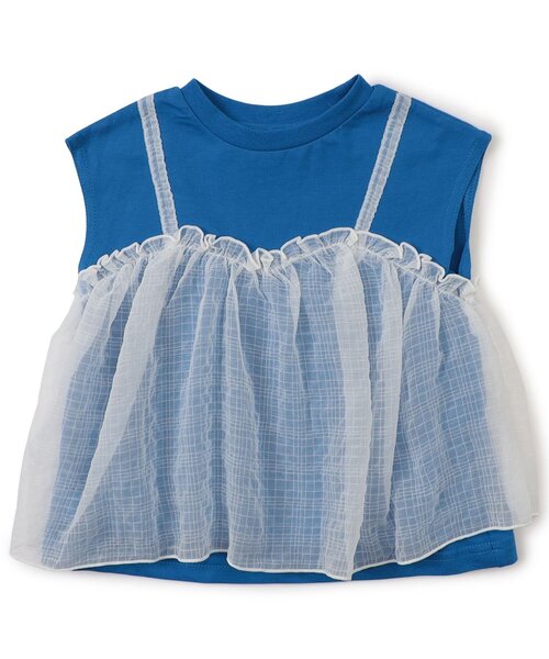 BREEZE（ブリーズ）の「【ジュニア対応】チュールフレンチスリーブTシャツ（Tシャツ/カットソー・キッズ・ブラック/ブルー/ピンク/ライム・80/90/100/110/120/130/140）」の9枚目の写真