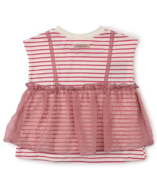 BREEZE（ブリーズ）の「【ジュニア対応】チュールフレンチスリーブTシャツ（Tシャツ/カットソー・キッズ・ブラック/ブルー/ピンク/ライム・80/90/100/110/120/130/140）」の14枚目の写真