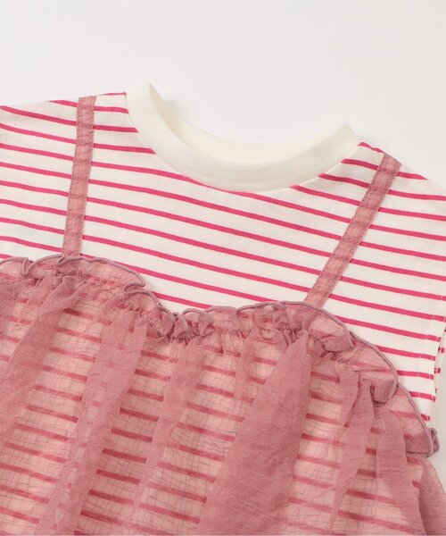 BREEZE（ブリーズ）の「【ジュニア対応】チュールフレンチスリーブTシャツ（Tシャツ/カットソー・キッズ・ブラック/ブルー/ピンク/ライム・80/90/100/110/120/130/140）」の16枚目の写真