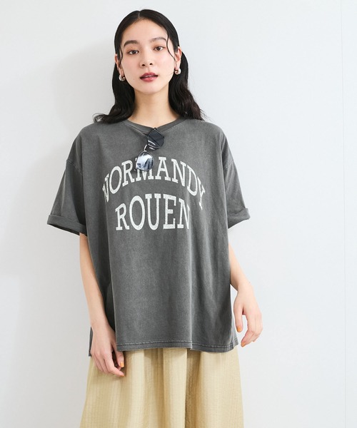 VIS（ビス）の「ピグメント加工プリントビッグTシャツ（Tシャツ/カットソー・レディース・チャコールグレー/オレンジ系その他4/オフホワイト・FREE）」の5枚目の写真