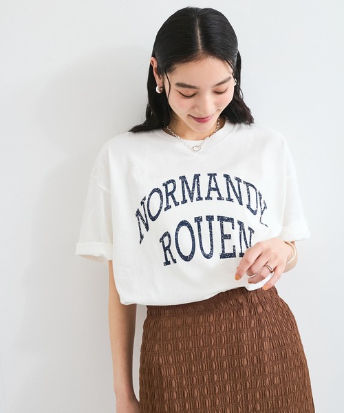 VIS（ビス）の「ピグメント加工プリントビッグTシャツ（Tシャツ/カットソー・レディース・チャコールグレー/オレンジ系その他4/オフホワイト・FREE）」の10枚目の写真