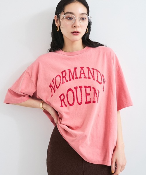 VIS（ビス）の「ピグメント加工プリントビッグTシャツ（Tシャツ/カットソー・レディース・チャコールグレー/オレンジ系その他4/オフホワイト・FREE）」の19枚目の写真