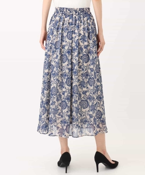 MK MICHEL KLEIN（エムケーミッシェルクラン）の「更紗プリント花柄シフォンスカート/洗える（スカート・レディース・ベージュ/カーキ系・38）」の8枚目の写真