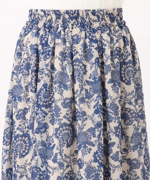 MK MICHEL KLEIN（エムケーミッシェルクラン）の「更紗プリント花柄シフォンスカート/洗える（スカート・レディース・ベージュ/カーキ系・38）」の9枚目の写真