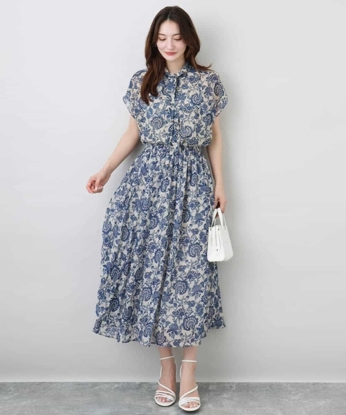 MK MICHEL KLEIN（エムケーミッシェルクラン）の「更紗プリント花柄シフォンスカート/洗える（スカート・レディース・ベージュ/カーキ系・38）」の20枚目の写真