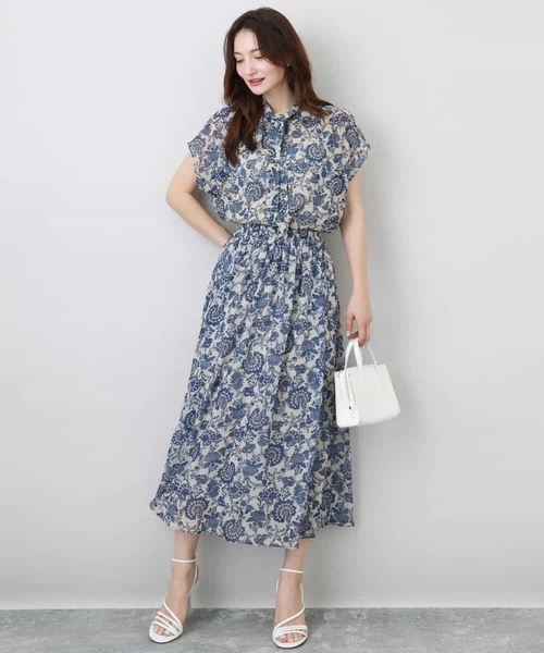 MK MICHEL KLEIN（エムケーミッシェルクラン）の「更紗プリント花柄シフォンスカート/洗える（スカート・レディース・ベージュ/カーキ系・38）」の22枚目の写真