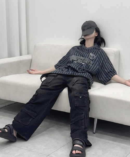 KsG（ケーエスジー）の「ストライプゲームシャツ（Tシャツ/カットソー・レディース・ホワイト/ブラック・SMALL/MEDIUM/LARGE）」の4枚目の写真
