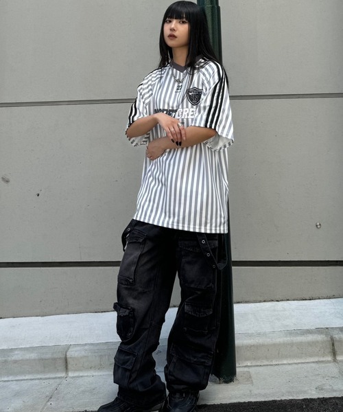 KsG（ケーエスジー）の「ストライプゲームシャツ（Tシャツ/カットソー・レディース・ホワイト/ブラック・SMALL/MEDIUM/LARGE）」の20枚目の写真