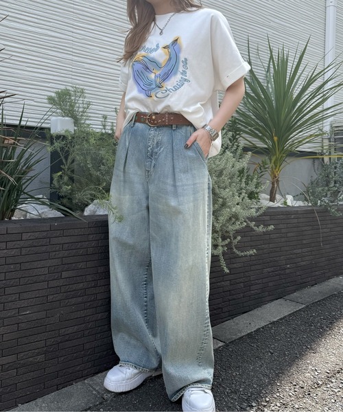 DOUBLE NAME(ダブルネーム)の「太陽を追いかけたいくじらゆるTEE(Tシャツ/カットソー・レディース・ブラック系その他/ブルー/オフホワイト・FREE)」の6枚目の写真