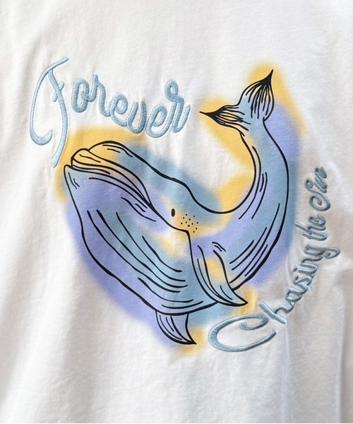DOUBLE NAME(ダブルネーム)の「太陽を追いかけたいくじらゆるTEE(Tシャツ/カットソー・レディース・ブラック系その他/ブルー/オフホワイト・FREE)」の7枚目の写真