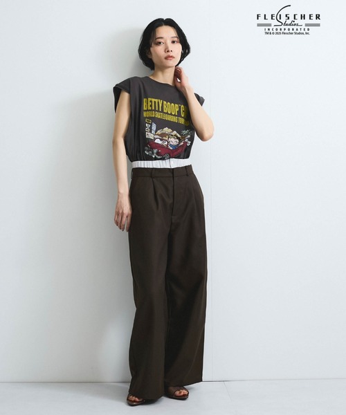 VICKY(ビッキー)の「ヘザーツイルWウエストルーズパンツ≪手洗い可能≫(その他パンツ・レディース・ブラウン/チャコールグレー・M)」の7枚目の写真