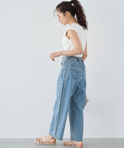 mil(ミル)の「サイドフリンジデニムパンツ(デニムパンツ・レディース・ライトブルー/インディゴブルー・S-Short/M-Short/S-Regular)」の6枚目の写真