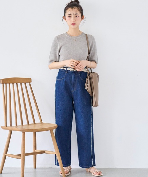 mil(ミル)の「サイドフリンジデニムパンツ(デニムパンツ・レディース・ライトブルー/インディゴブルー・S-Short/M-Short/S-Regular)」の21枚目の写真
