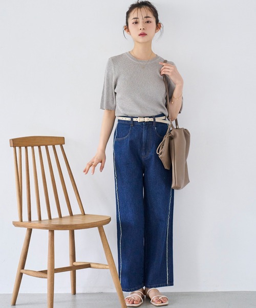 mil(ミル)の「サイドフリンジデニムパンツ(デニムパンツ・レディース・ライトブルー/インディゴブルー・S-Short/M-Short/S-Regular)」の19枚目の写真