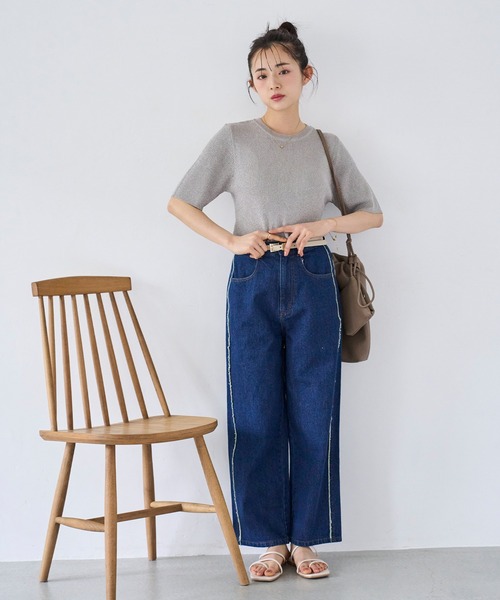 mil(ミル)の「サイドフリンジデニムパンツ(デニムパンツ・レディース・ライトブルー/インディゴブルー・S-Short/M-Short/S-Regular)」の18枚目の写真