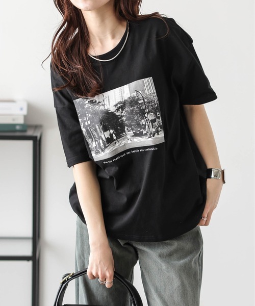 La-gemme(ラジェム)の「フォトプリント Tシャツ(Tシャツ/カットソー・レディース・ホワイト系1/ホワイト系2/ブラック系1/ブラック系2/ホワイト系3/ブラック系3/ブラック系4/ホワイト系4・フリー)」の18枚目の写真