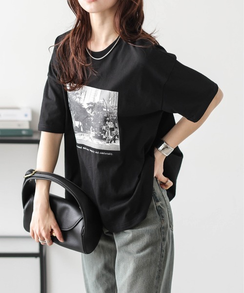 La-gemme(ラジェム)の「フォトプリント Tシャツ(Tシャツ/カットソー・レディース・ホワイト系1/ホワイト系2/ブラック系1/ブラック系2/ホワイト系3/ブラック系3/ブラック系4/ホワイト系4・フリー)」の19枚目の写真