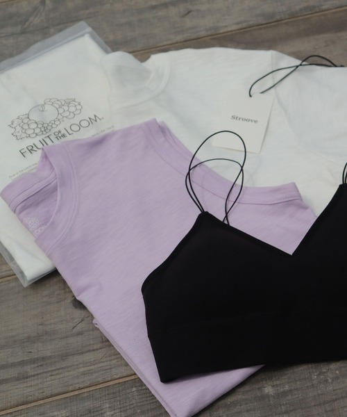 FRUIT OF THE LOOM（フルーツオブザルーム）の「FRUIT OF THE LOOM × Stroove / Bra top & tank top＆T-Shirt 3P / 別注 ブラトップ & タンクトップ & Tシャツ 3セット（タンクトップ・レディース・ホワイト系/ホワイト/ピンク系・FREE）」の21枚目の写真