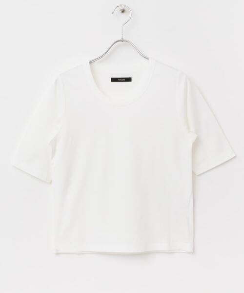 URBAN RESEARCH ROSSO WOMEN（アーバンリサーチ　ロッソ）の「スーピマコットンUネックカットソー（Tシャツ/カットソー・レディース・ホワイト/ピンク/ネイビー・FREE）」の7枚目の写真