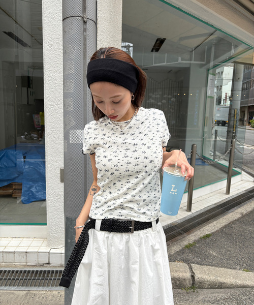 フラワープリント ショートスリーブ リブTシャツ FX25S171【Fano